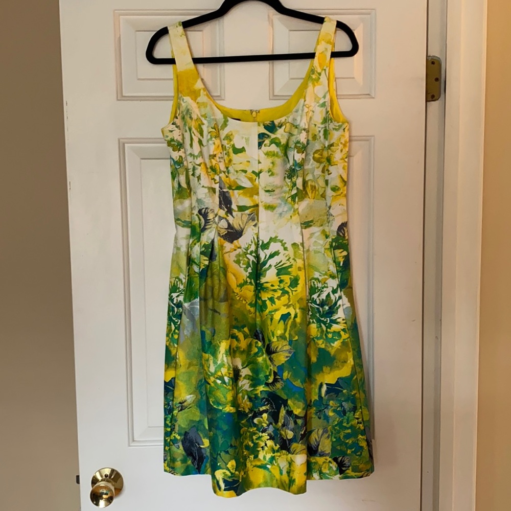 Nine West Empire Waist Floral Pleated Dress